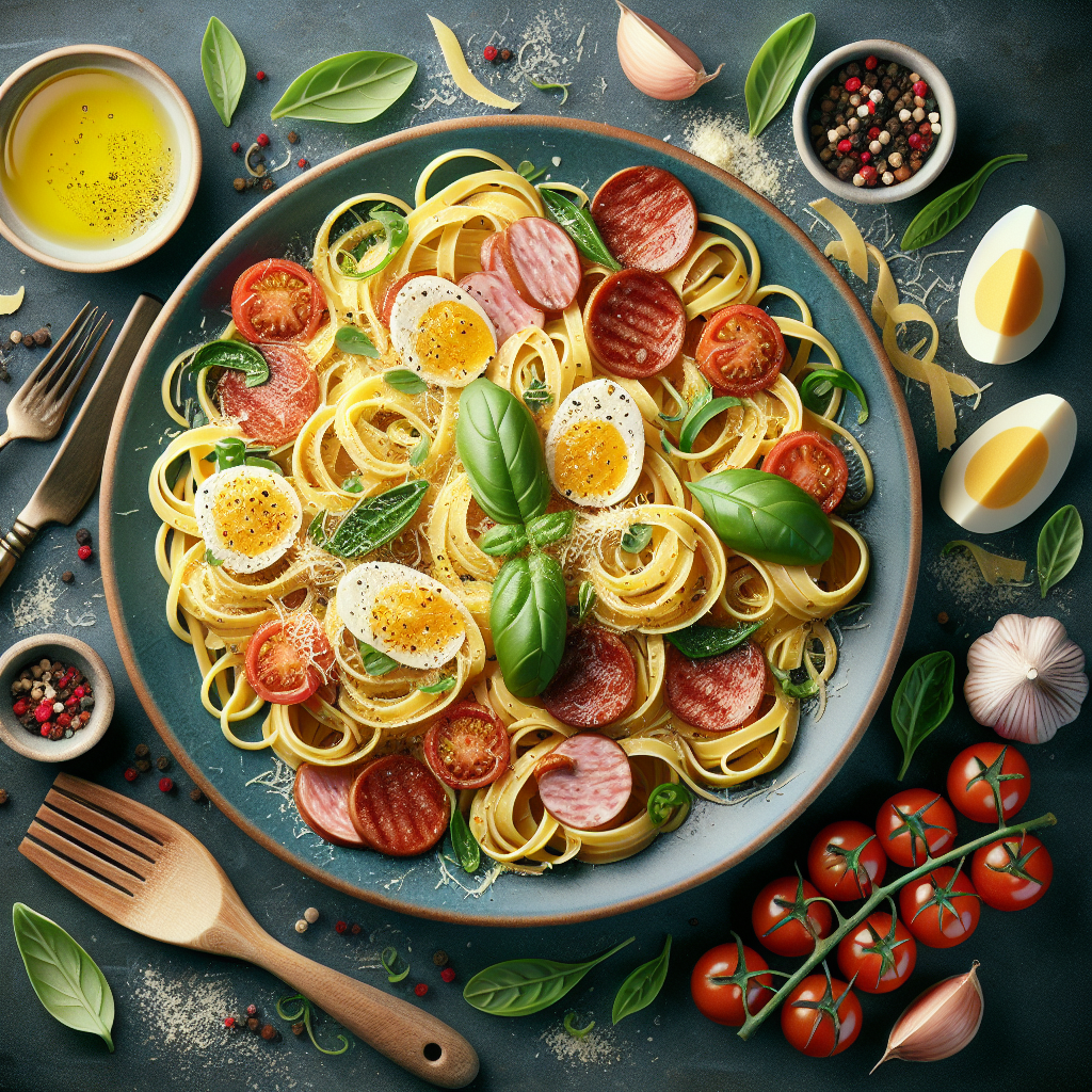 Ilustração para artigo sobre: italian pasta carbonara. Estilo editorial, profissional, sem texto na imagem.