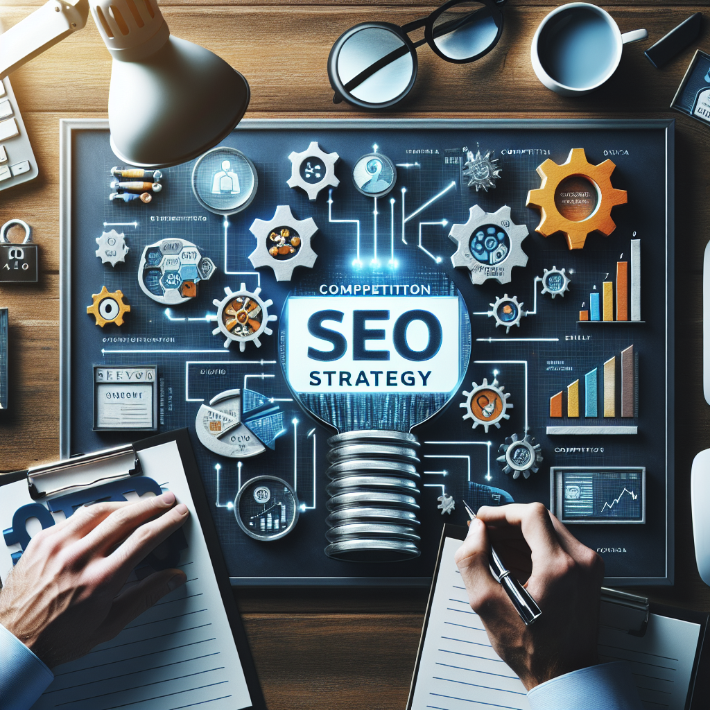 Ilustração para artigo sobre: competitor seo strategy. Estilo editorial, profissional, sem texto na imagem.